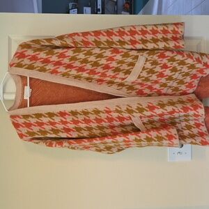 Anthropologie Edith Houndstooth Cardigan sz XL like new